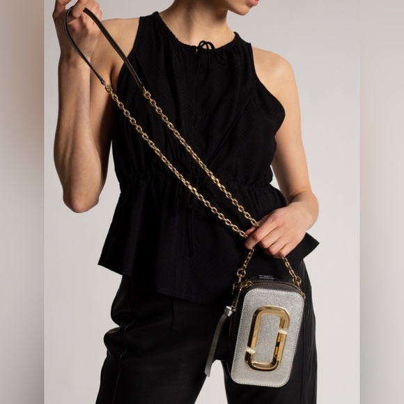 NWT! New Marc Jacobs Hot Shot Crossbody Leather Bag -Silver multi - Picture 3 of 12